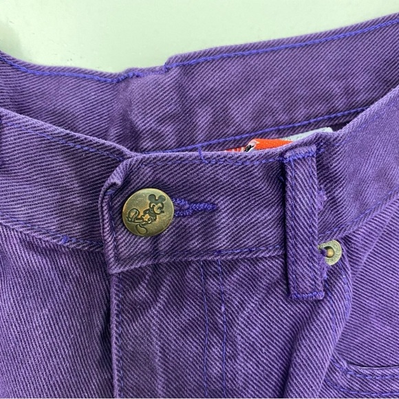 Vintage 90's Disney High Waist Mom Shorts Purple Embroidered Mickey Mouse XL - Picture 4 of 6